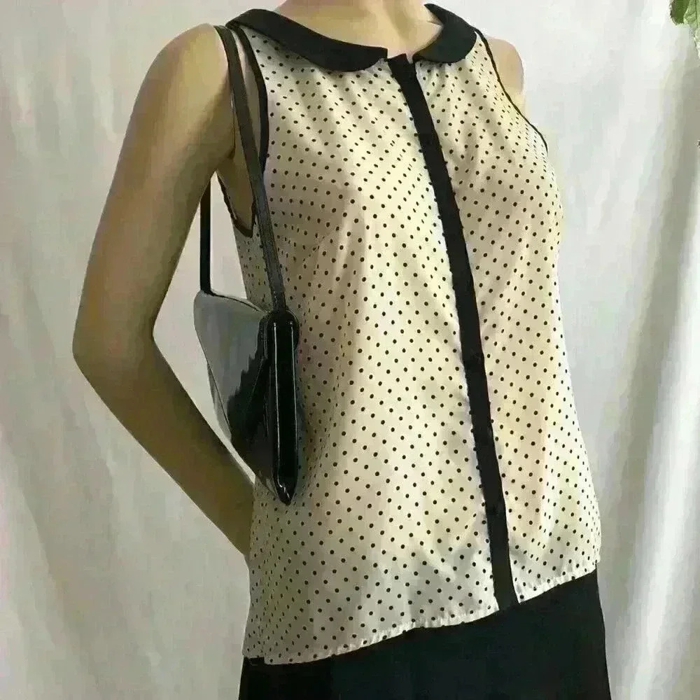 Sleeveless Polka Dots Blouse